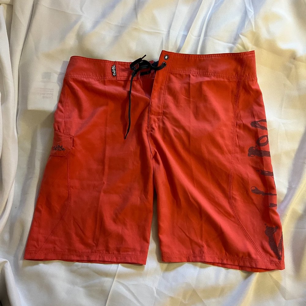 Salt Life Mens 36 Drawstring SLX-QD Aqua Trunks Orange